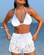 Laluna® | Elegante conjunto de bikini com rendas em uma só cor