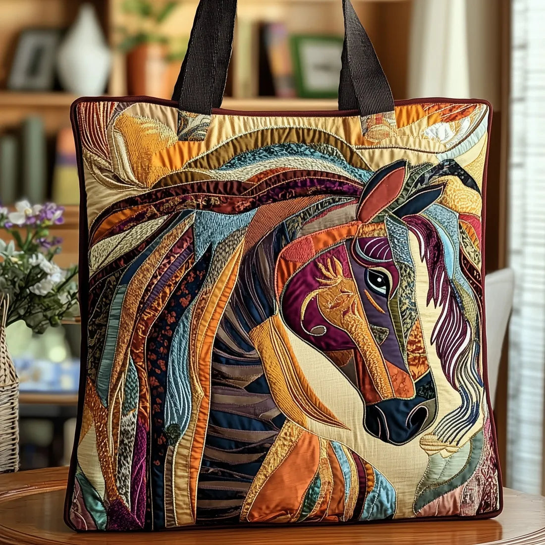 Saco de Lona com Padrão de Cavalo em Mosaico