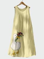 Vestido com Estampa de Pata de Pato