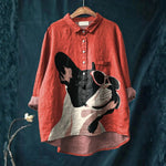 Eva - Camisa de Padrão Decorativo de Bulldog Francês