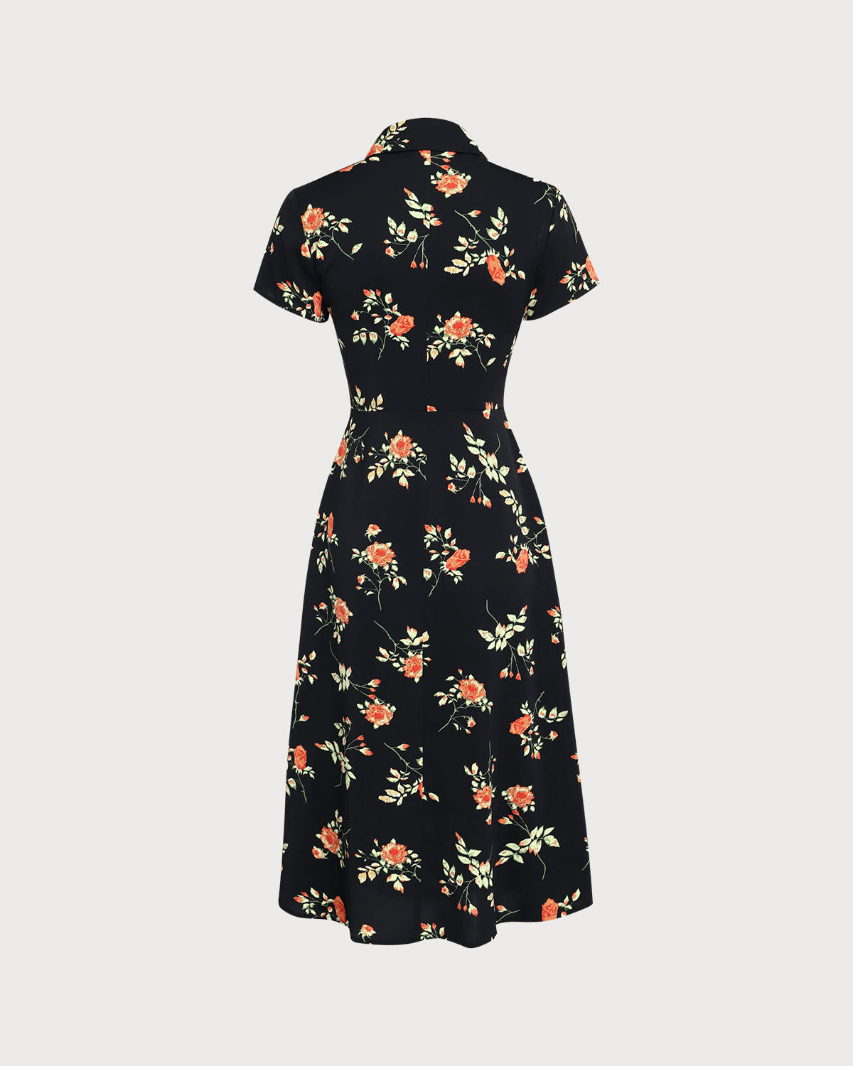 Glória - Vestido Midi Preto Floral