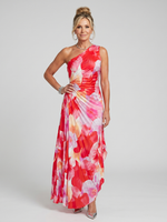 Taya | Vestido Midi com Corpete Plissado de Um Ombro