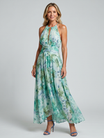 Portia | Vestido Midi Floral com Pregas e Alças