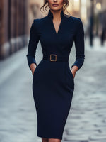 Iara - Vestido Justo Preto Refinado