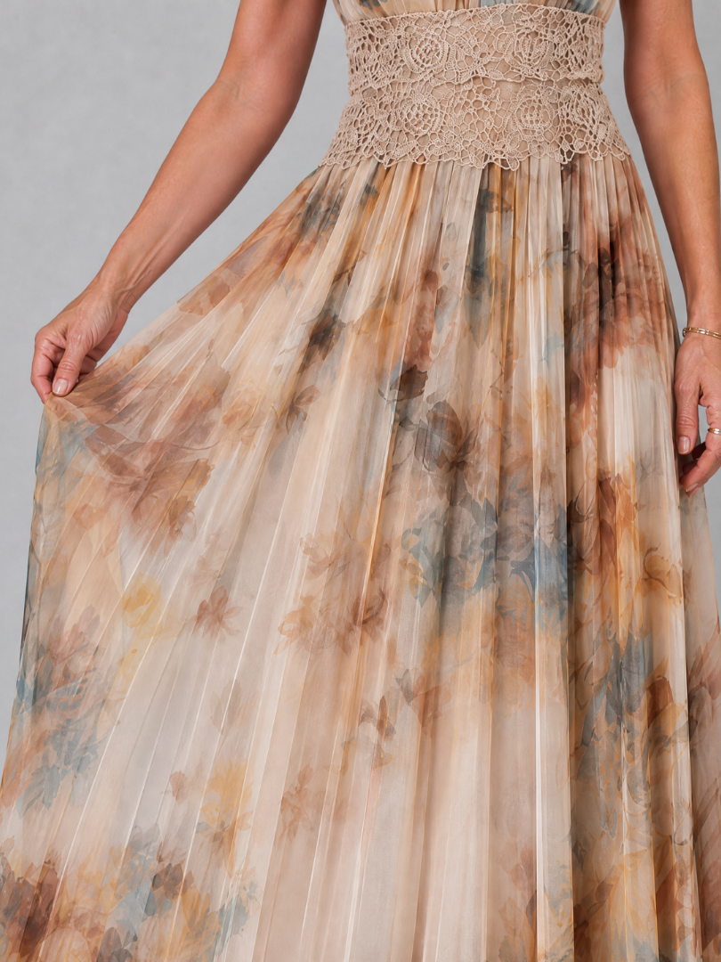 Elavenue | Vestido Maxi de Alças com Cintura em Renda
