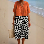 Penelope - Vestido Laranja com Pontos Contrastantes
