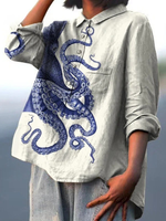 Amélia - Camiseta Casual com Impressão de Tentáculos de Polvo