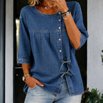 Vera - Blusa de Denim Vintage Larga