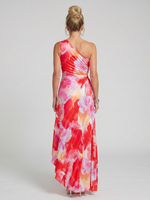 Taya | Vestido Midi com Corpete Plissado de Um Ombro