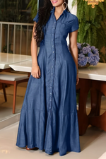 Eliza - Vestido de Denim Longo