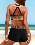 Maryan - Bikini com Padrão Geométrico e Cintura Alta Elástica
