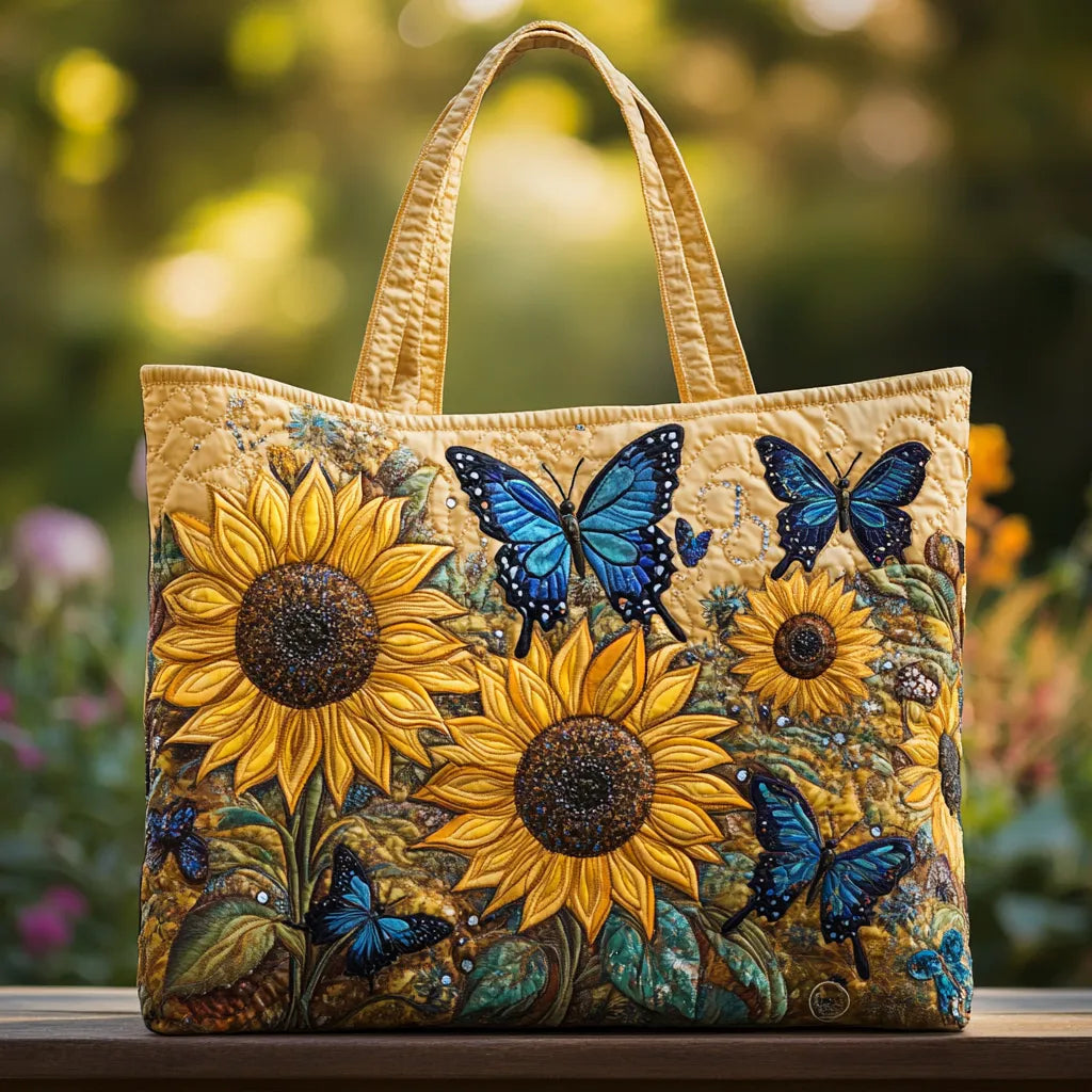 Saco Tote Girassol e Borboleta Azul