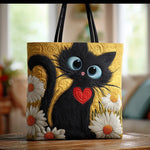 Saco Tote Coração de Gato Preto e Margarida