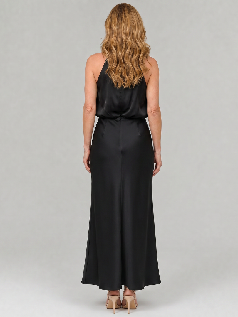 Nopal | Vestido Midi Sem Mangas com Decote Drapado