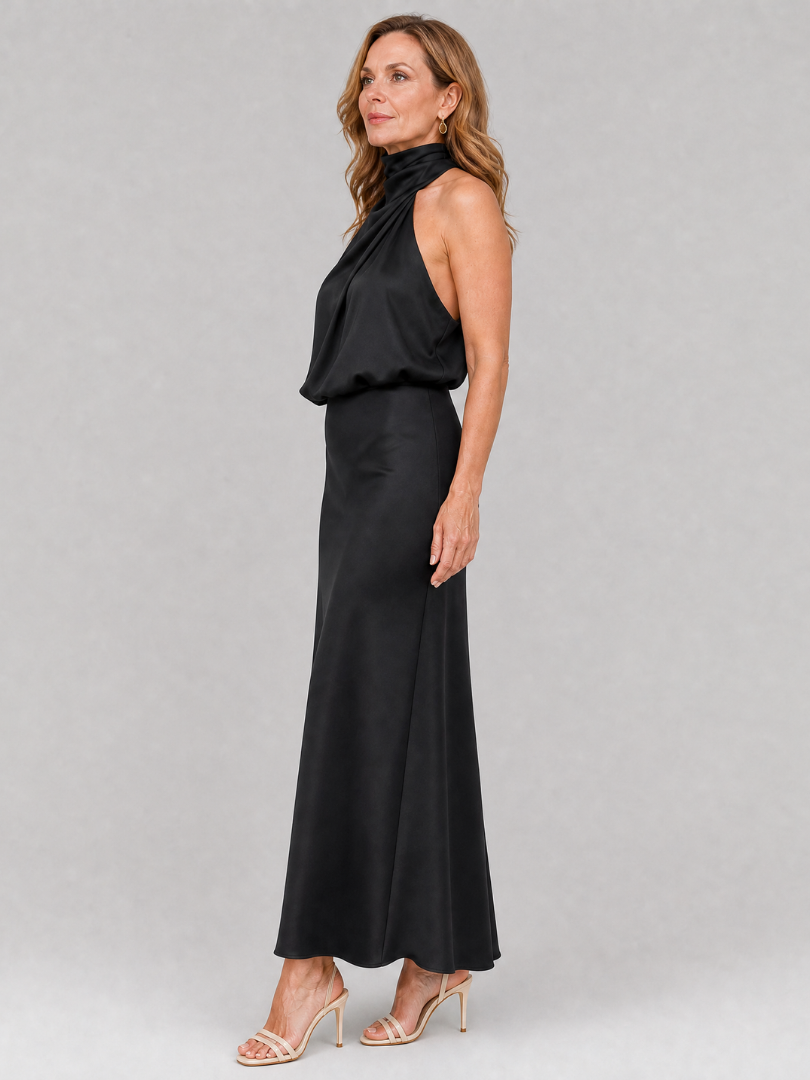 Nopal | Vestido Midi Sem Mangas com Decote Drapado