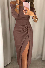Natália - Vestido chique ombros descobertos