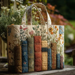 Saco Tote Almofadado de Livros e Flores