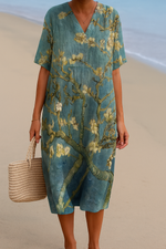 Mara - Vestido Floral em Verde-Água