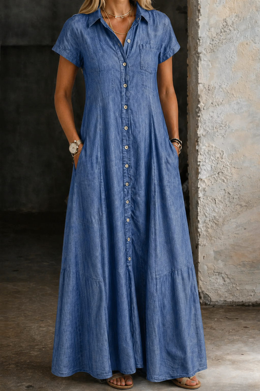 Eliza - Vestido de Denim Longo