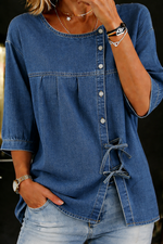 Vera - Blusa de Denim Vintage Larga