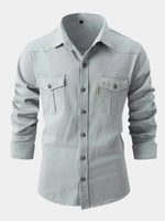 Camisa de Mistura de Denim - Botões