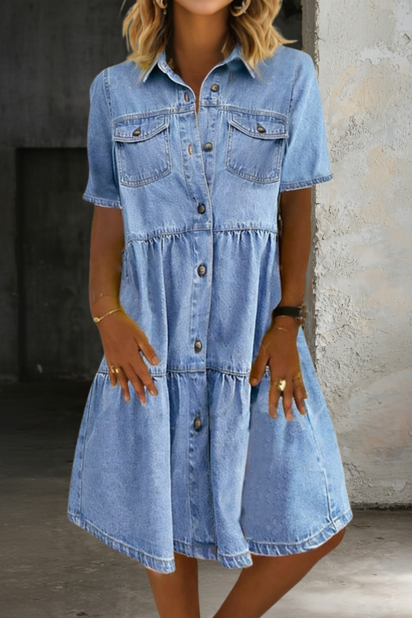 Sofia - Vestido de Jeans Casual Elegante