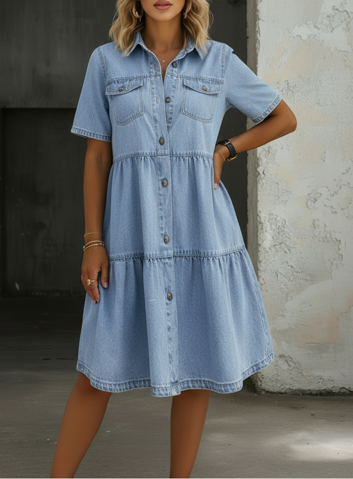 Sofia - Vestido de Jeans Casual Elegante