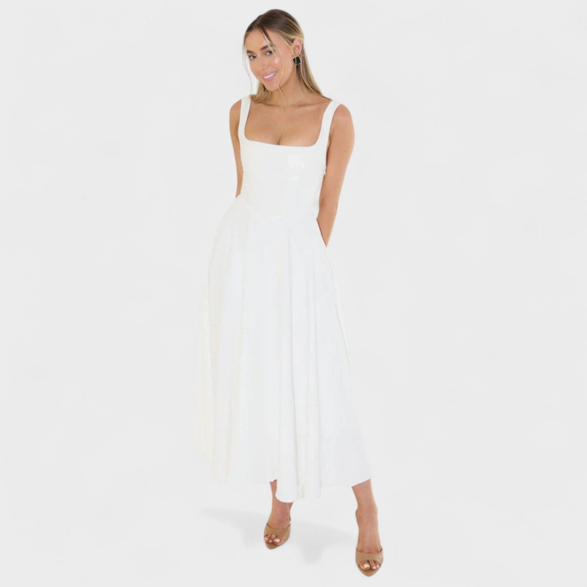 Maribel - Vestido Midi decote quadrado
