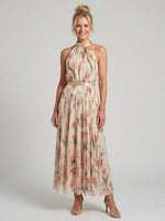 Aurelle | Vestido Midi Floral com Decote Halter