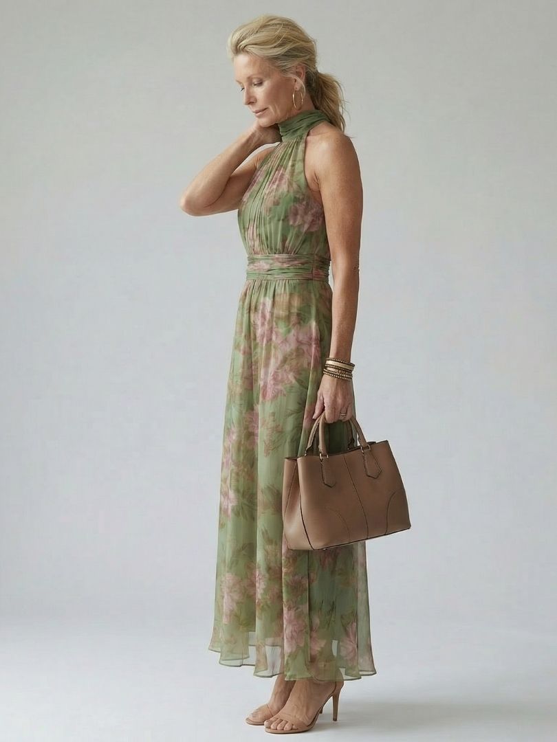 Mirelle | Vestido Midi com Alças e Pregas
