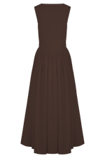 Sara - Vestido midi em malha castanho