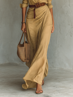 Vestido Maxi com Gola Reversa de Manga Longa