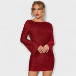 Vestido de lantejoulas costas abertas