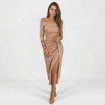 Natália - Vestido chique ombros descobertos