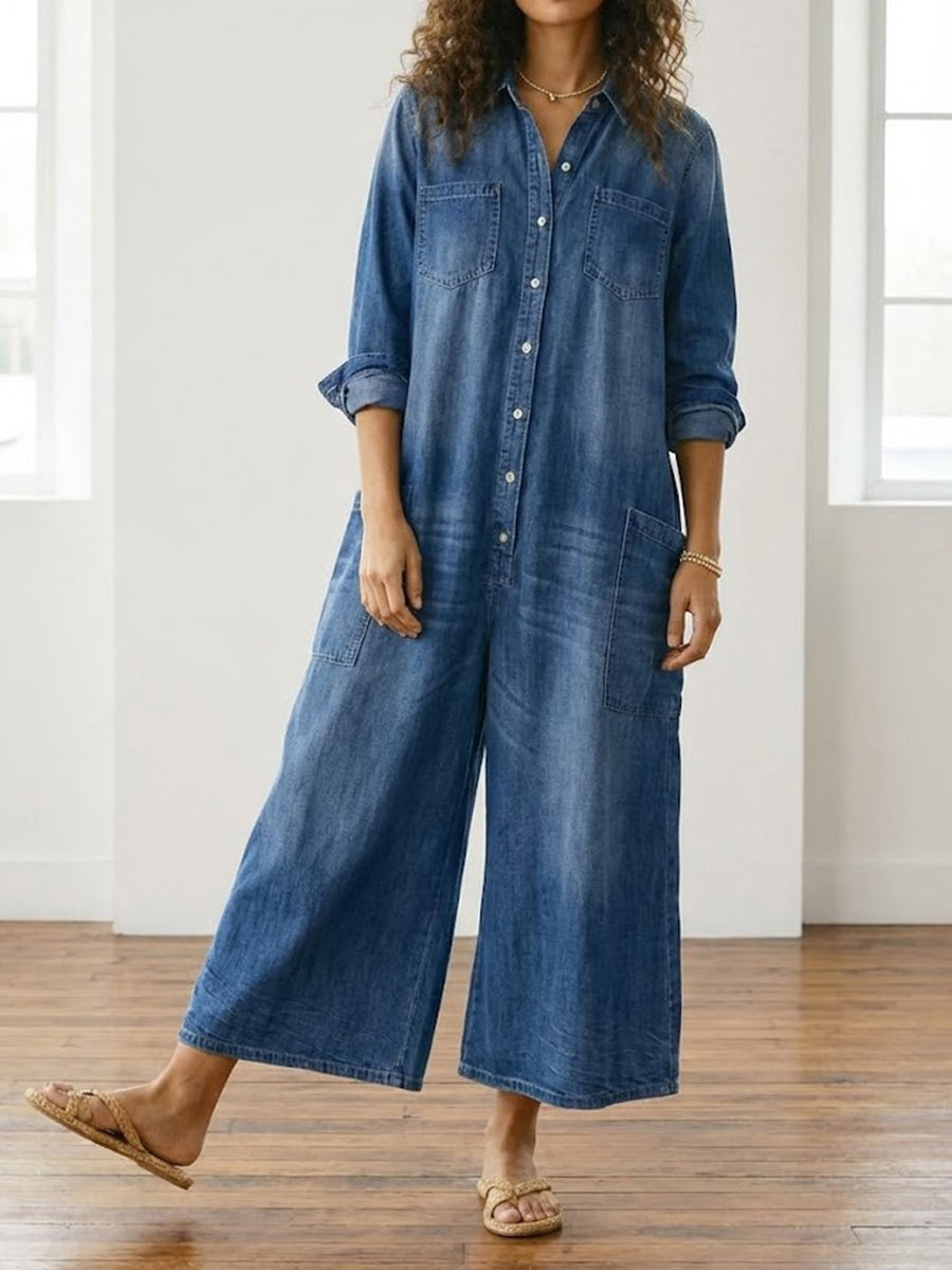 Mónica -Macacão de Algodão Denim