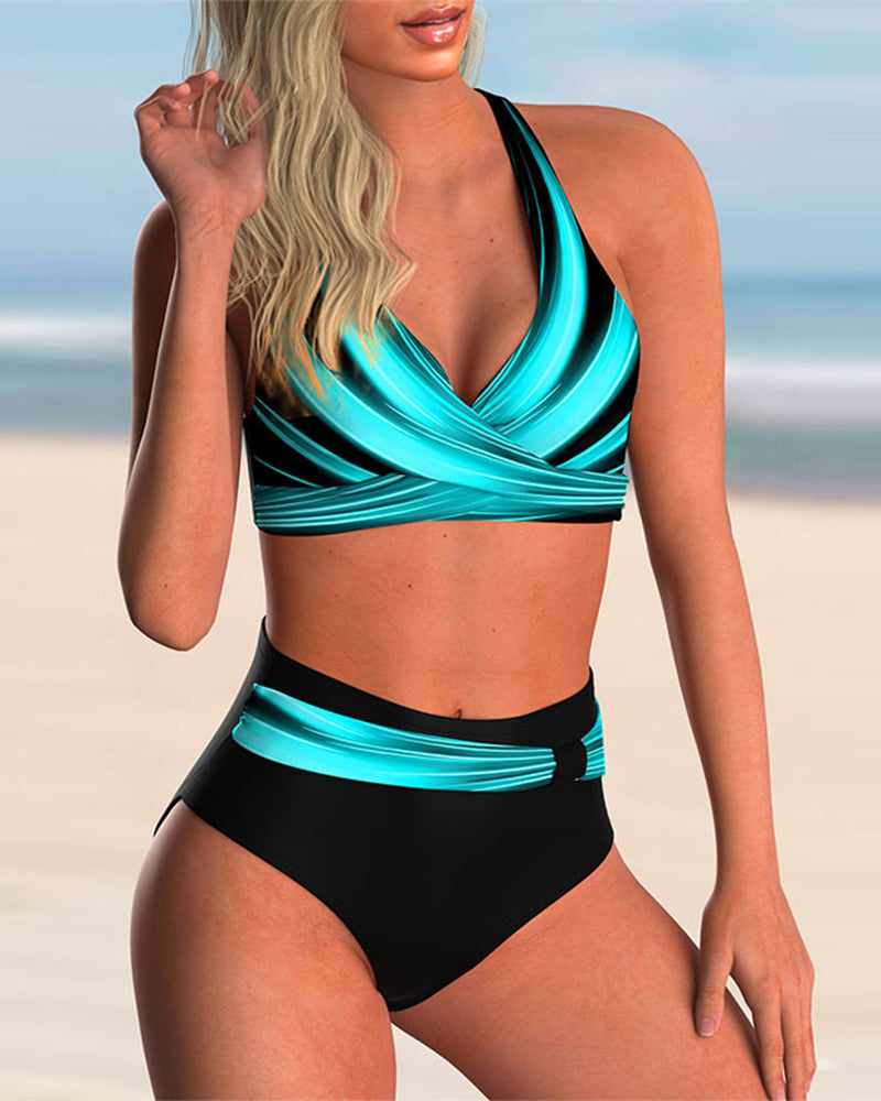 Liliana - Conjunto de Bikini com Decote Cruzado e Estampa
