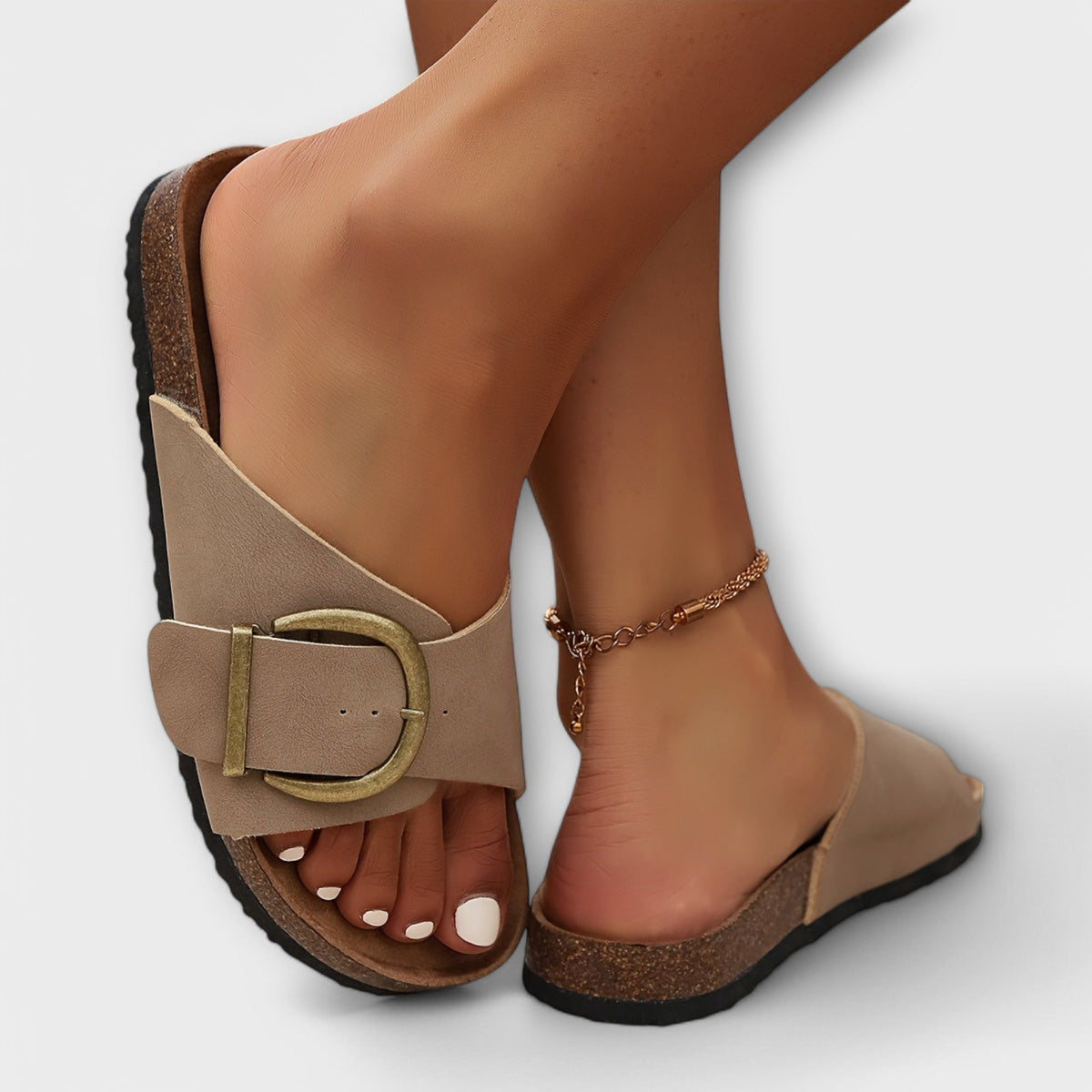 Margarida - Sandálias de cortiça para mulher com design de fivela
