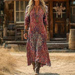 Maria - Vestido Casual de Manga Longa com Inspiração Vintage