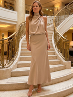 Nopal | Vestido Midi Sem Mangas com Decote Drapado