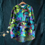 Graça - Camisa Casual Impressa em Arte da Floresta de Verão