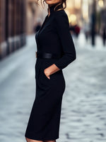 Iara - Vestido Justo Preto Refinado
