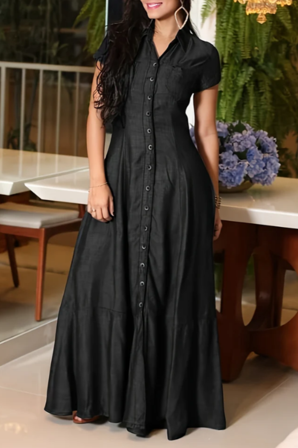 Eliza - Vestido de Denim Longo