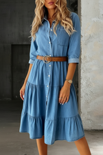 Bárbara - Vestido de Denim Casual Elegante