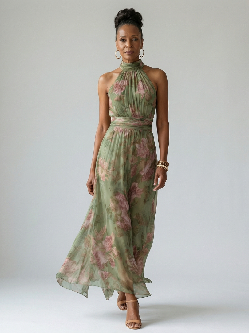 Mirelle | Vestido Midi com Alças e Pregas