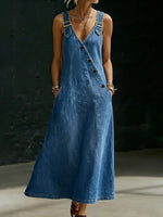 Vera - Vestido Longo de Denim com Botões