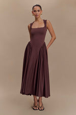 Sara - Vestido midi em malha castanho