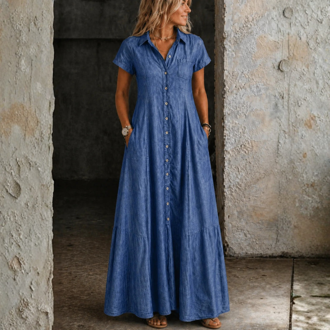 Eliza - Vestido de Denim Longo