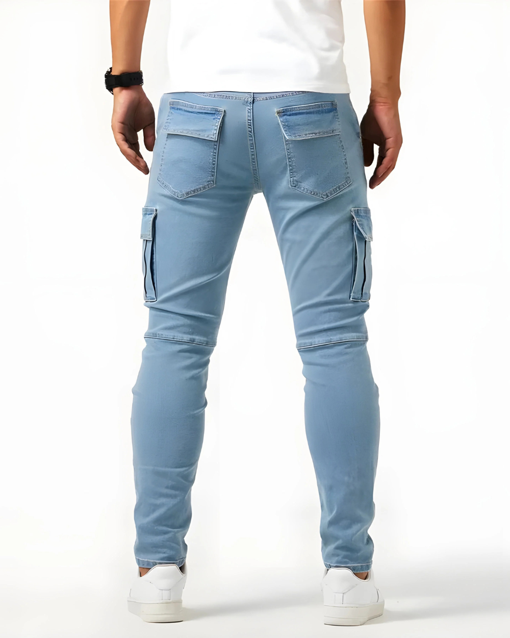 João- Calças Cargo Stretch Azul Marinho