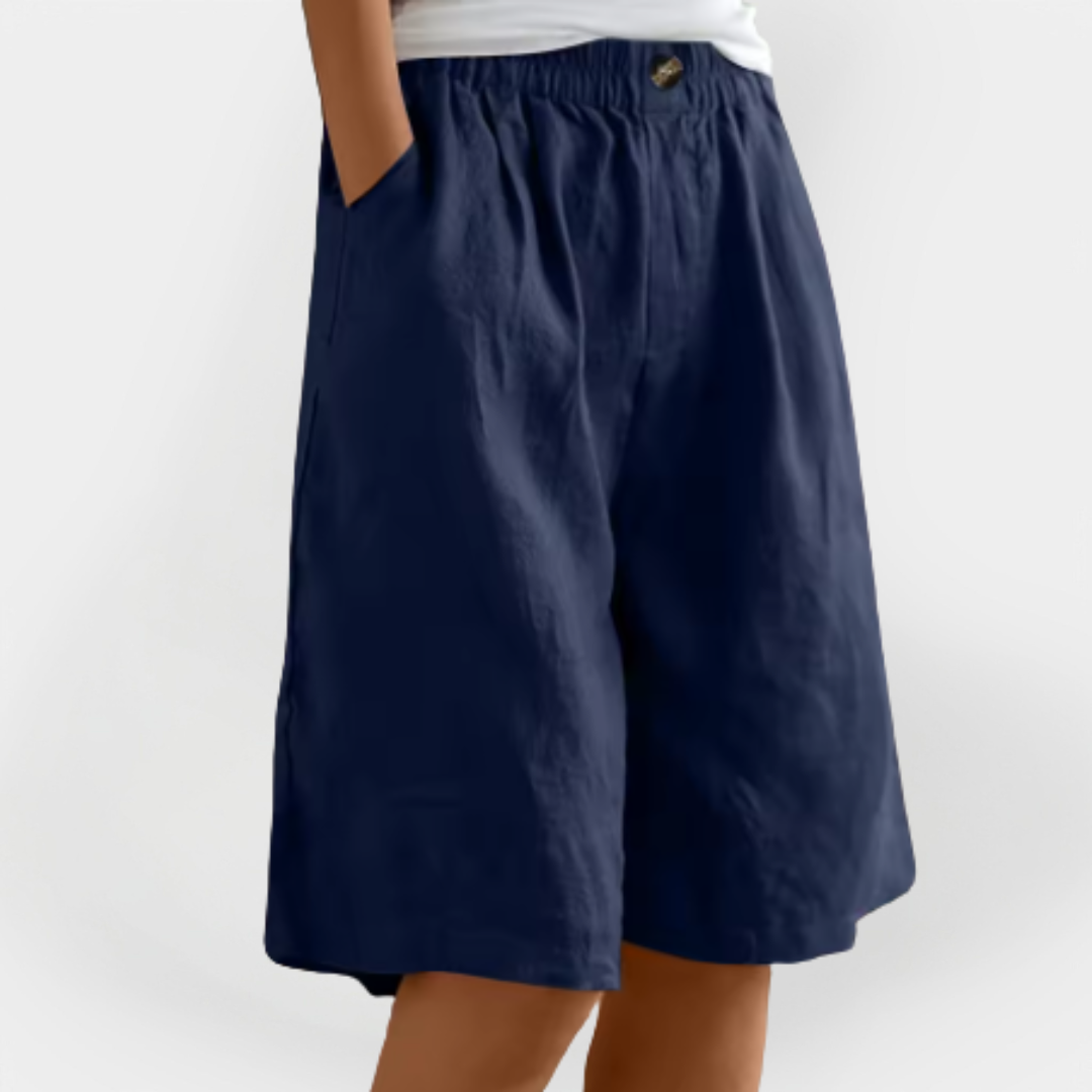 Calções de Linho com Bolsos