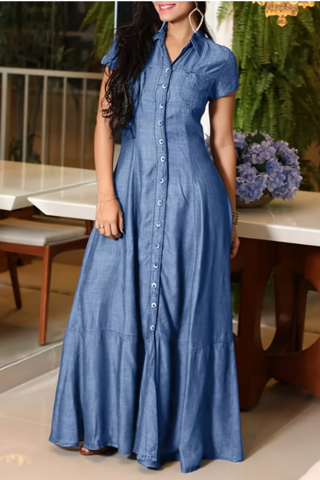Eliza - Vestido de Denim Longo